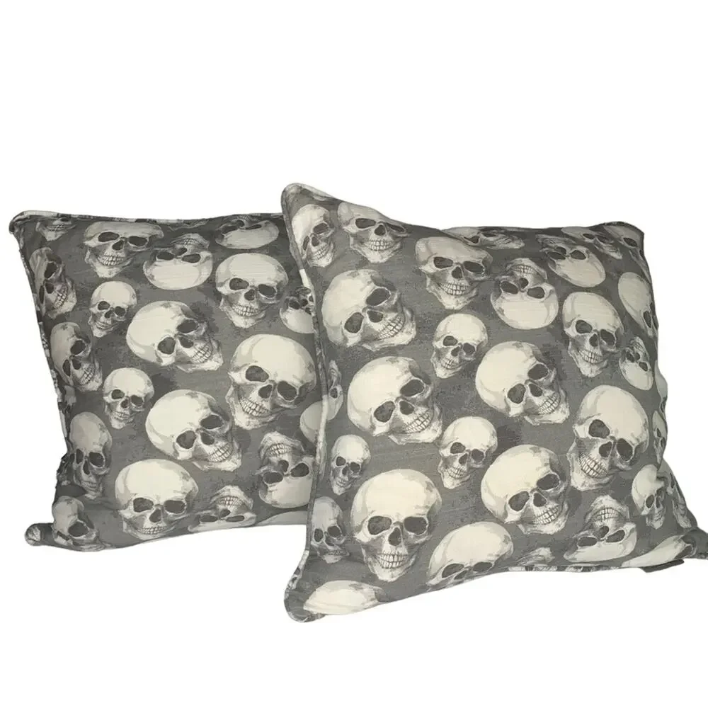 Envogue Set of 2 Skulls Print  Fill 100% Duck Feather 19X19” Pillo…